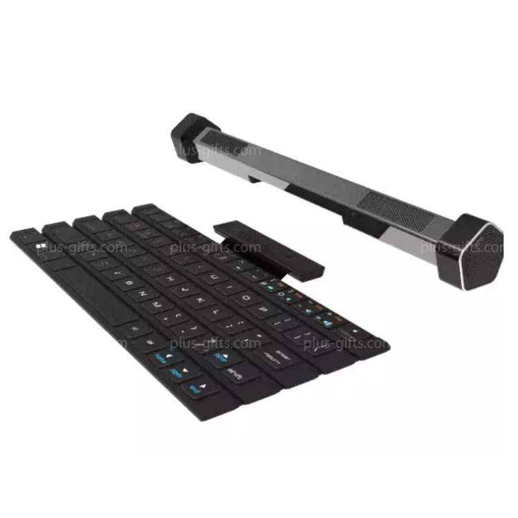 Foldable keyboard with wireless bluetooth speaker